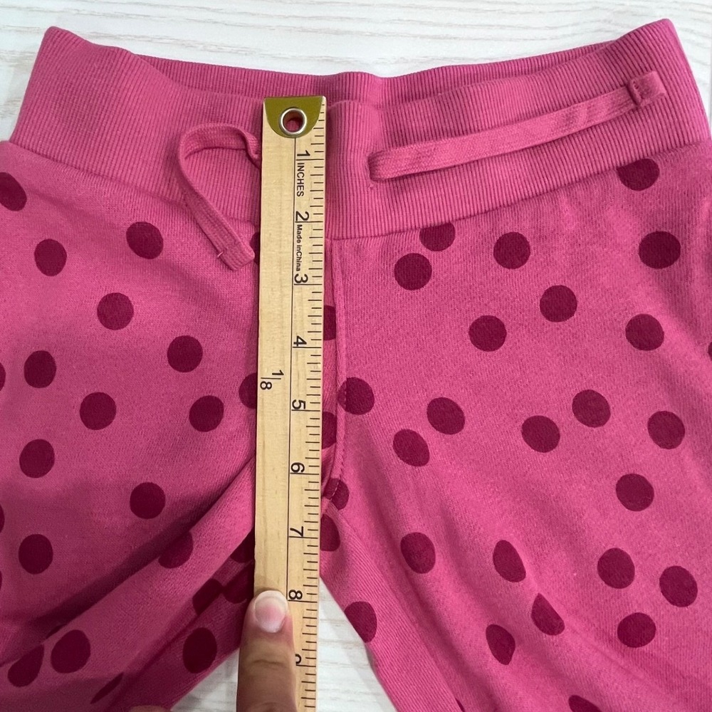 Pink Polka Dot Jogger Sweatpants Girls S 6-6X Fleece Drawstring Wonder Nation - Picture 9 of 9